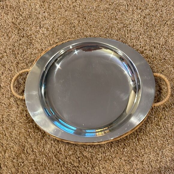 NWT Vintage Sizzling Platters Rattan Wood trays Set of 4 Steak‎ Grill plates - Picture 11 of 12